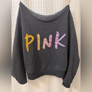PINK Victoria's Secret Charcoal Off-Shoulder Sweater